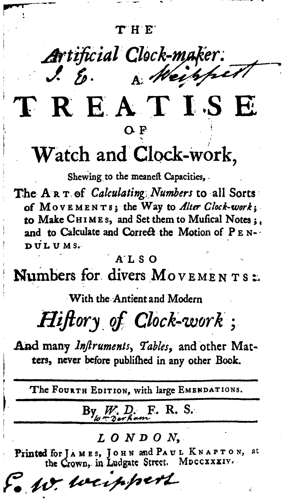 《The Artificial Clock-maker》(1734)
