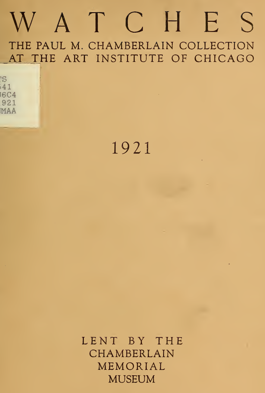 《Watches, the Paul M. Chamberlain collection at the Art Institute of Chicago》
