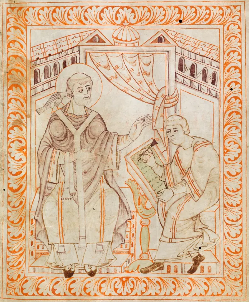 Pope Gregory the Great dictating the church hymns, circa 1000 - © Wikimedia Commons