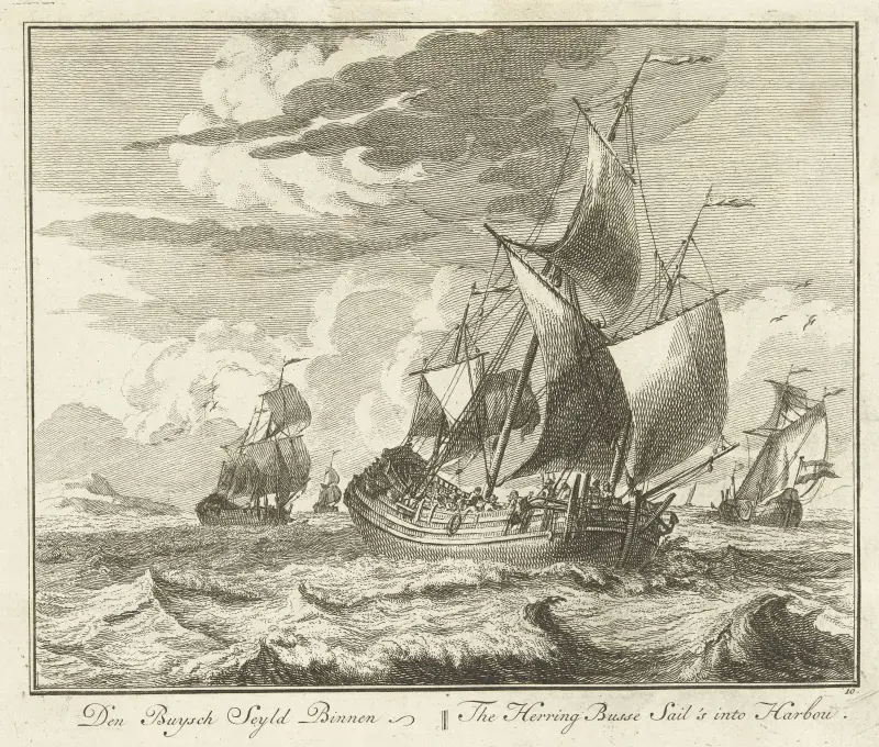 Engraving of a herring boat on the North Sea in the 18th century - © Rijksmuseum, Amsterdam
