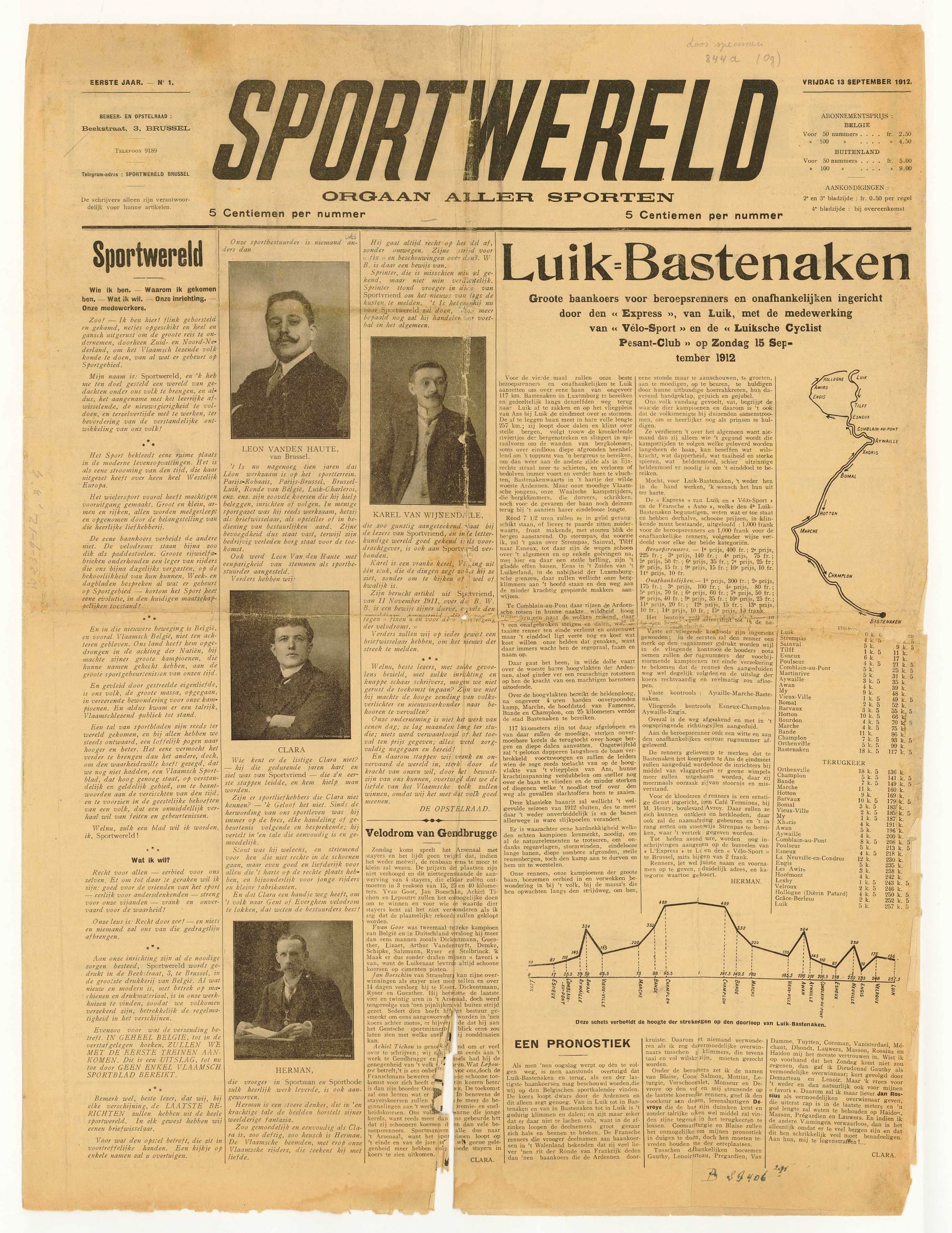 The first issue of Sportwereld, 1912 - Hendrik Conscience Heritage Library, Antwerp