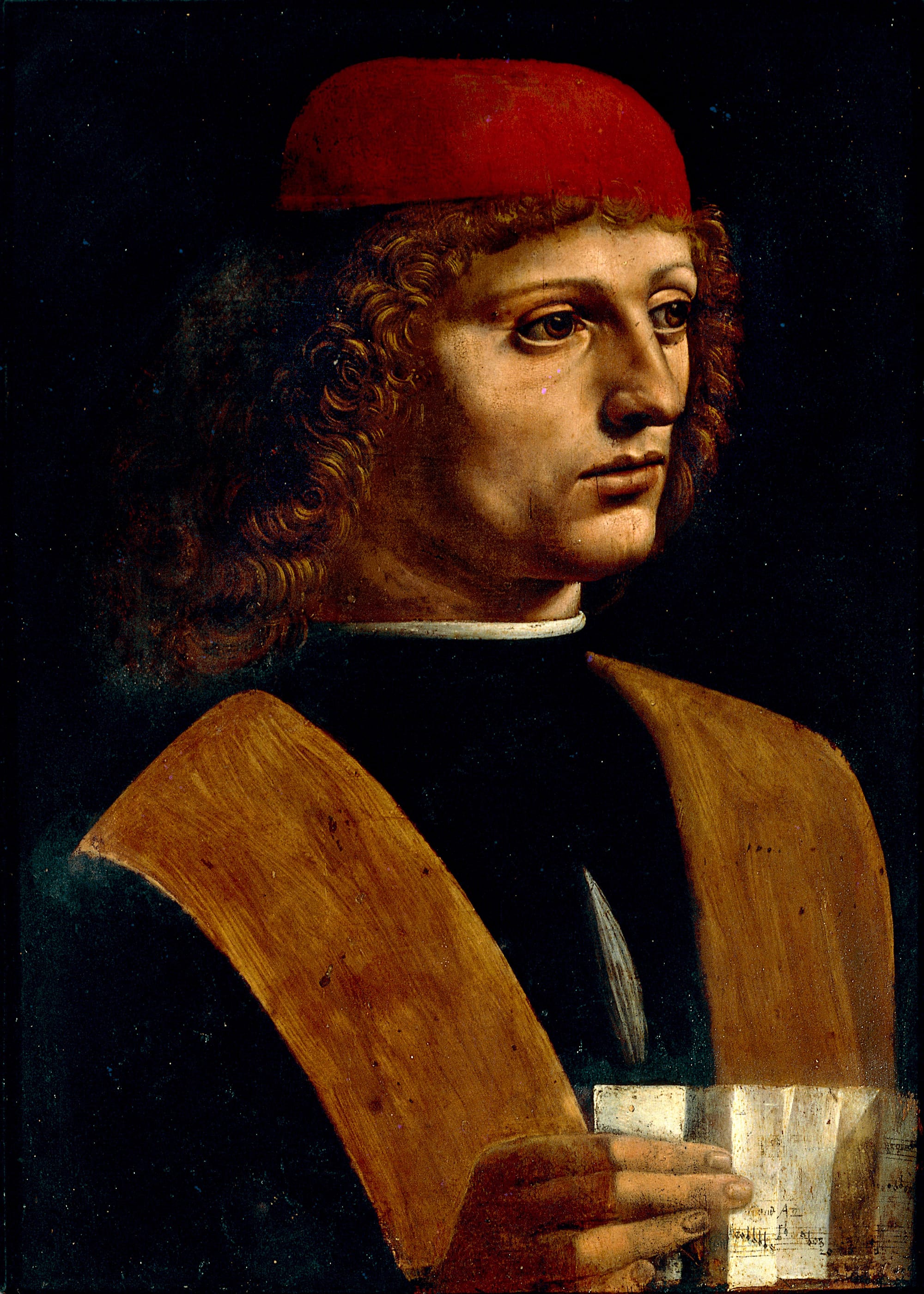 Portrait of a Musician (according to some, Josquin des Prez), Leonardo da Vinci, 1483–1487 – Pinacoteca Ambrosiana – Wikimedia Commons