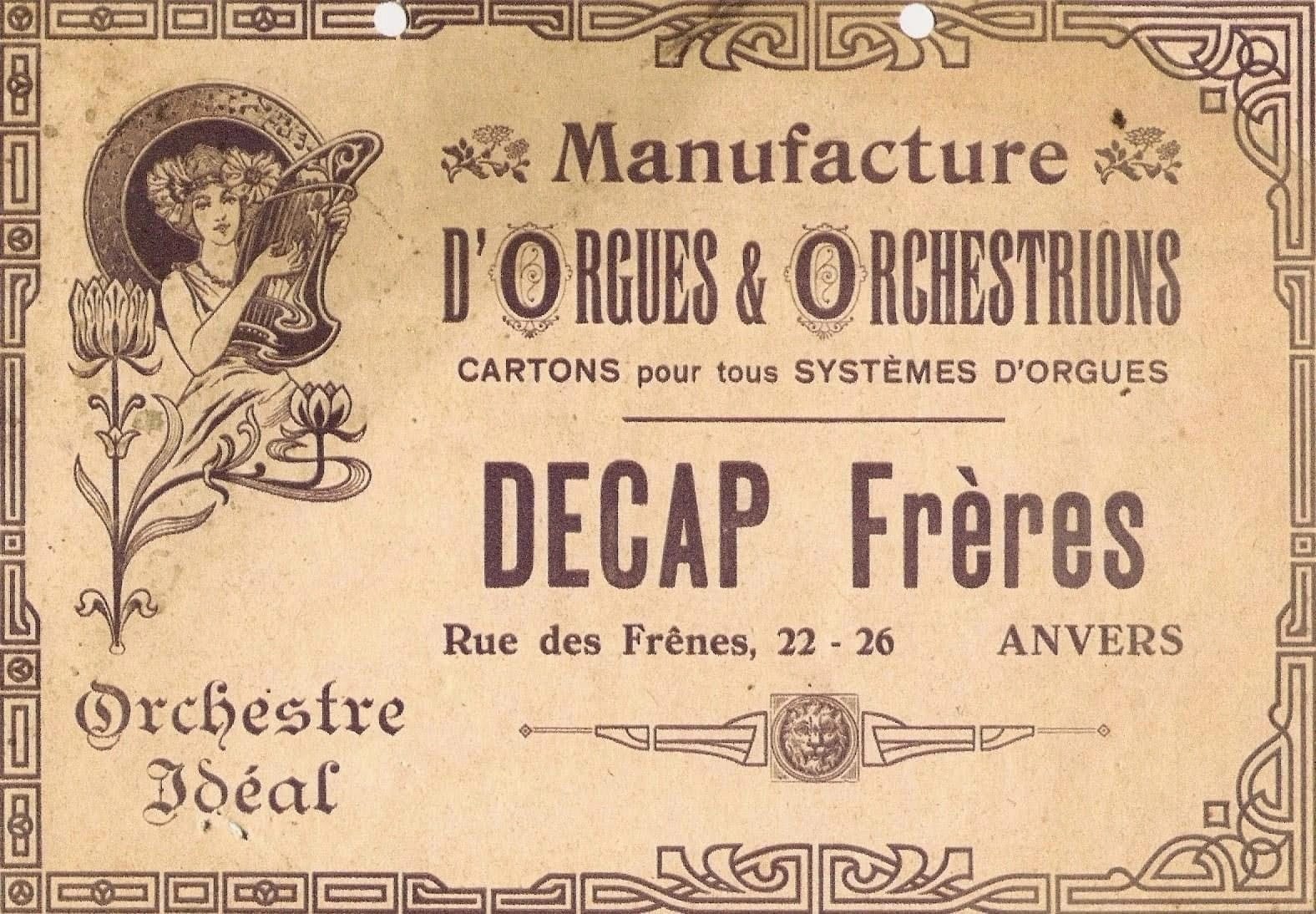 Publicité Decap Frères, Essenstraat, Anvers, vers 1910 - Collection privée