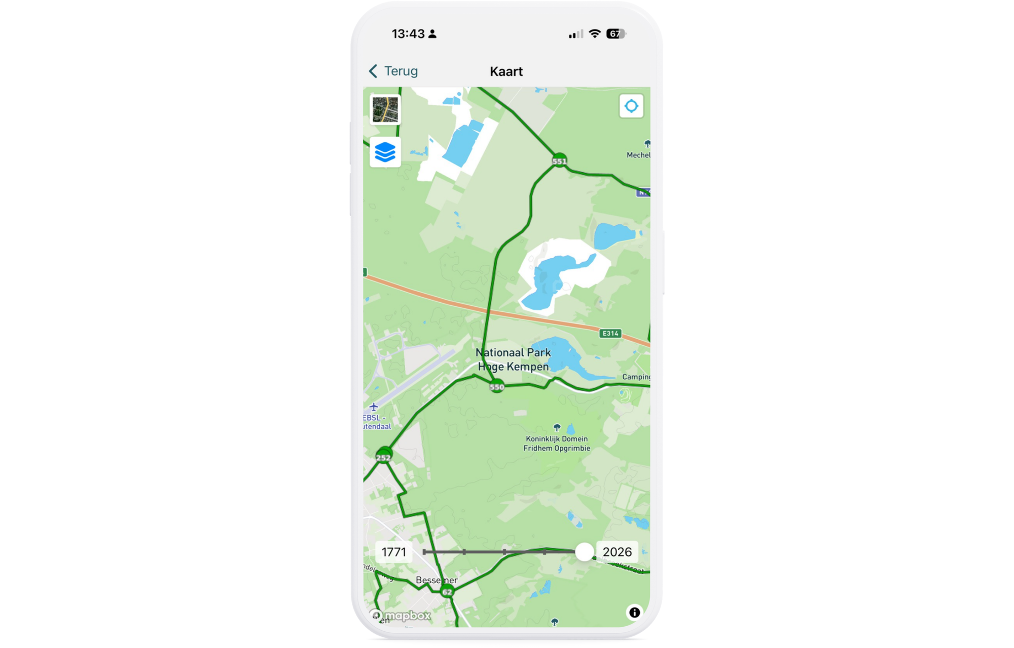 Bicycle Junctions in the ErfgoedApp the Hoge Kempen National Park