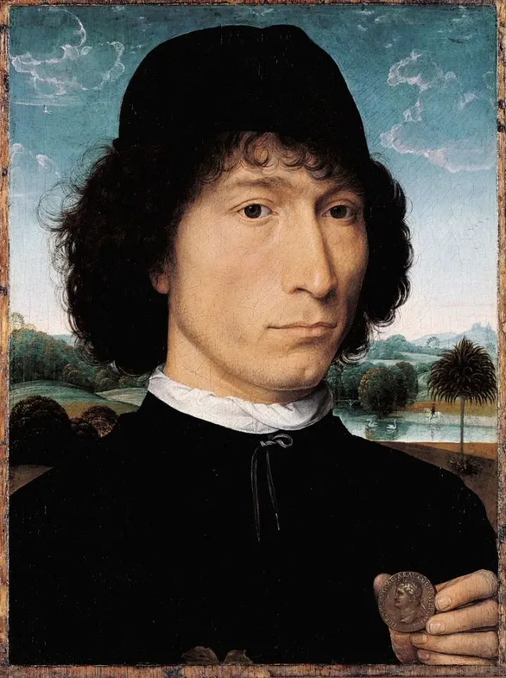 Portret van een man met een Romeinse munt, Hans Memling, ca. 1474 - © KMSKA, Antwerpen