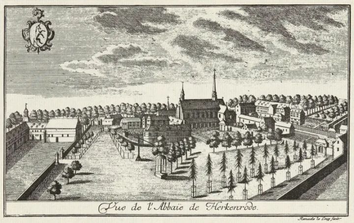 Engraving depicting a view of Herkenrode Abbey, by Remacle Leloup, ca. 1740 – Het Stadsmus, Hasselt