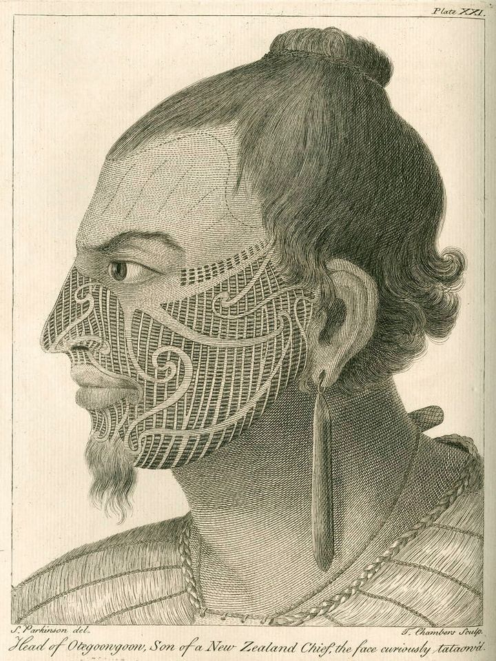 Hoofd van Otegoowgoow, zoon van een Nieuwzeelands stamhoofd, Thomas Chambers (naar Sydney Parkinson), 1773 - The Royal Society, London