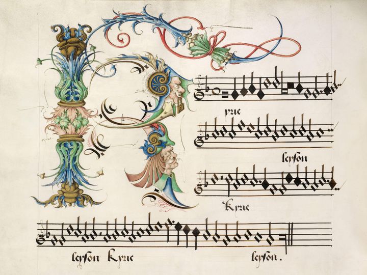 Lettrine tirée du livre de chœur de Marguerite d'Autriche, 1515 - Archives municipales de Malines