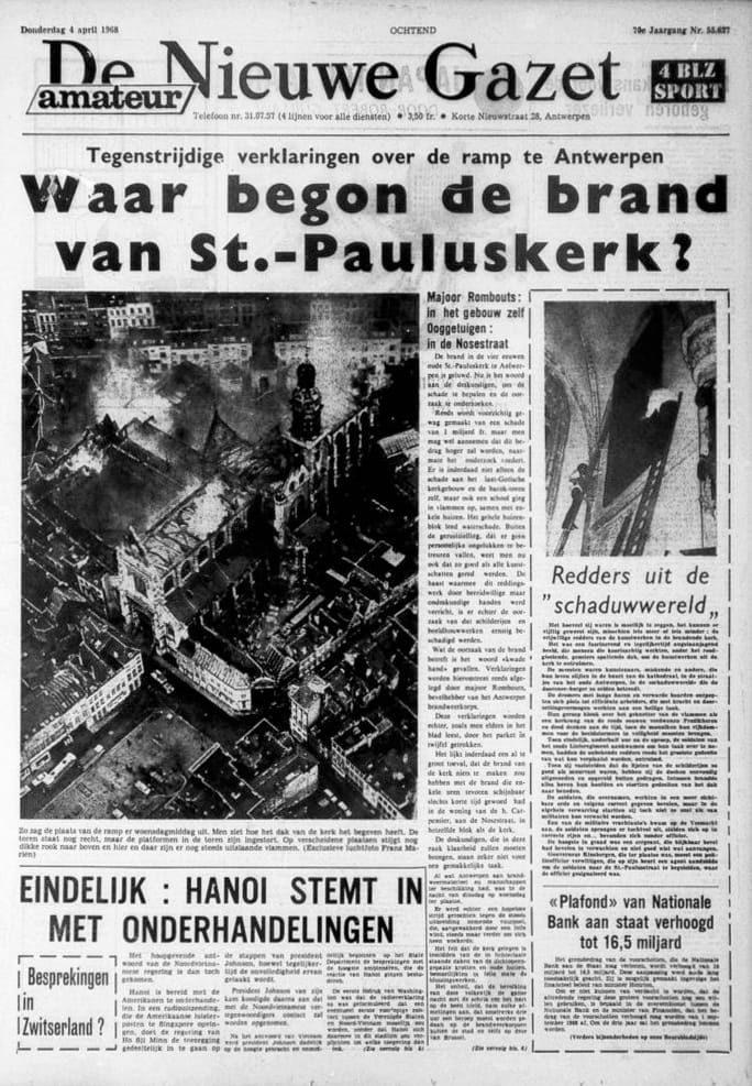 Première page de *De nieuwe gazet*, 4 avril 1968 - Photo RV