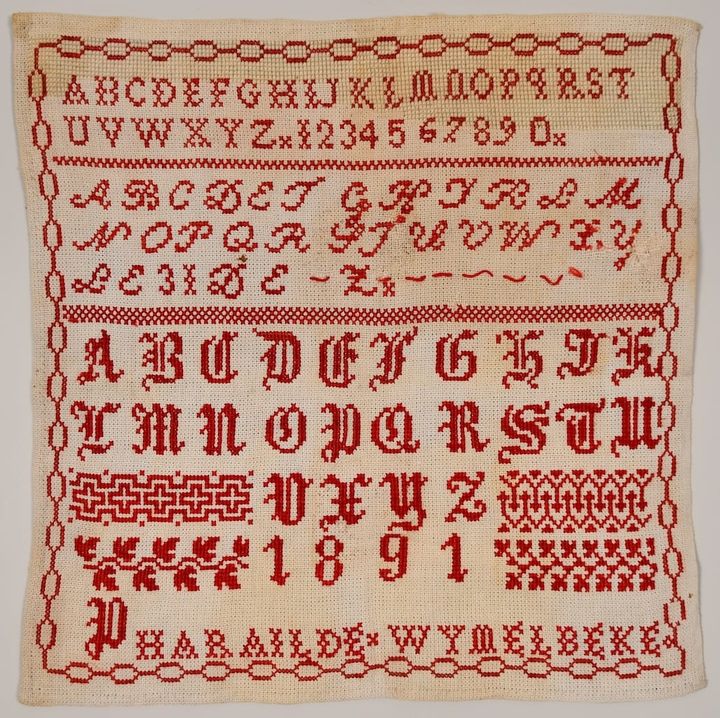 3.    Sampler by Pharailde Wymelbeke, 1891, Kortrijk, Texture, inv. 2012-002-537