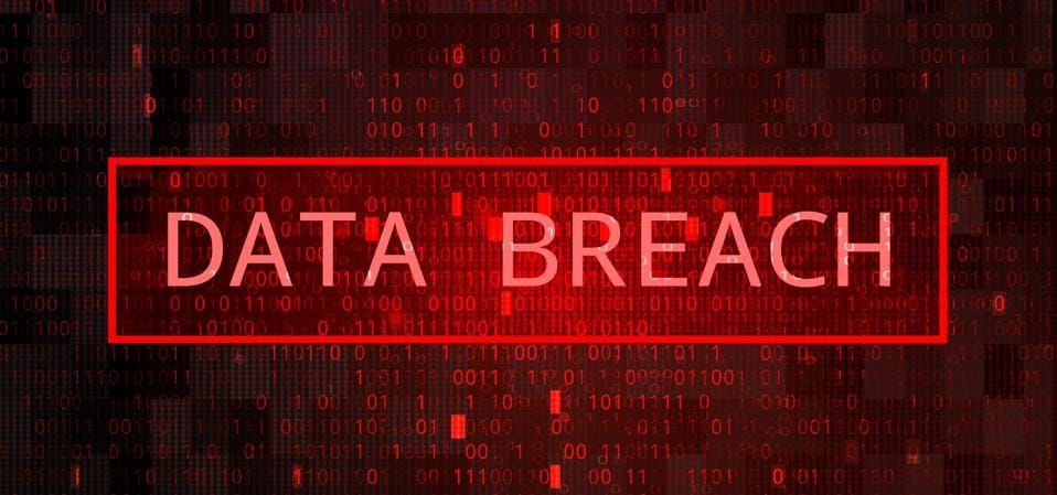 Dark Red BG with Binary Code. Data Breach