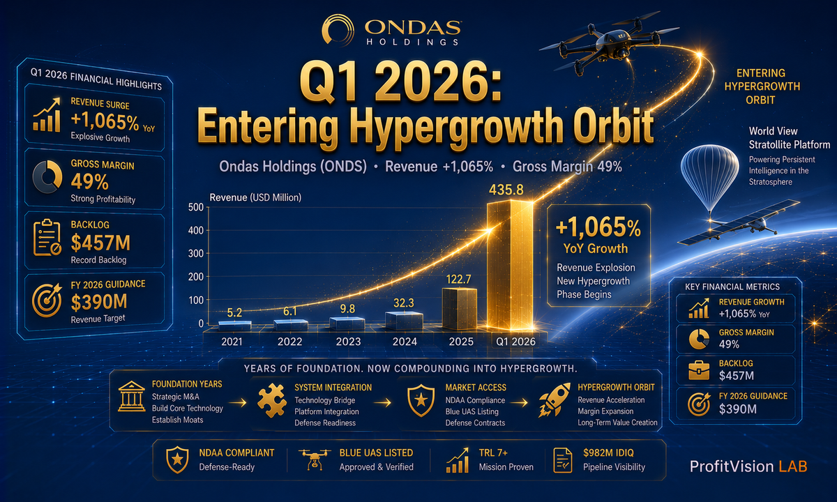 Ondas Holdings (ONDS) Q1 2026 Earnings: +1,065% Revenue, Entering Hypergrowth Orbit