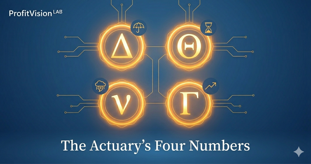 Options Greeks for Sellers: The Actuary's Four Numbers