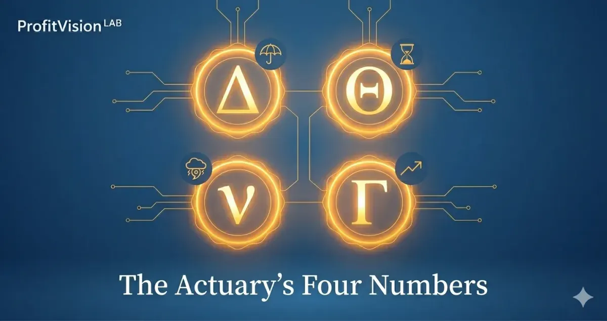 Options Greeks for Sellers: The Actuary's Four Numbers