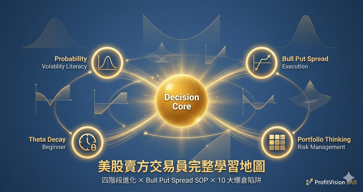 美股賣方交易員完整學習地圖：四階段進化 × Bull Put Spread SOP × 10 大爆倉陷阱