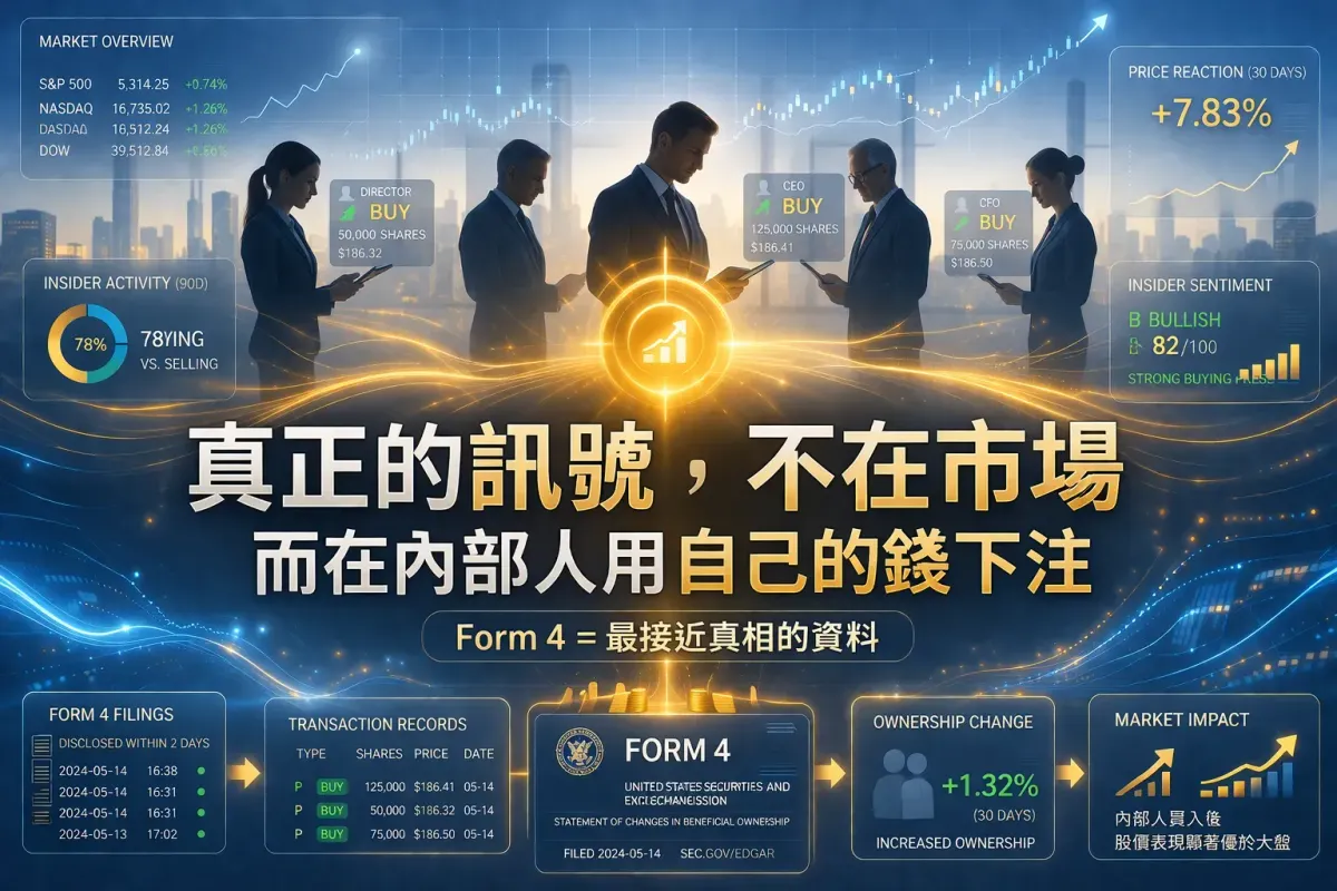 看懂 SEC Form 4：精準攔截內部人「真買進」訊號，拒絕內容農場餵養