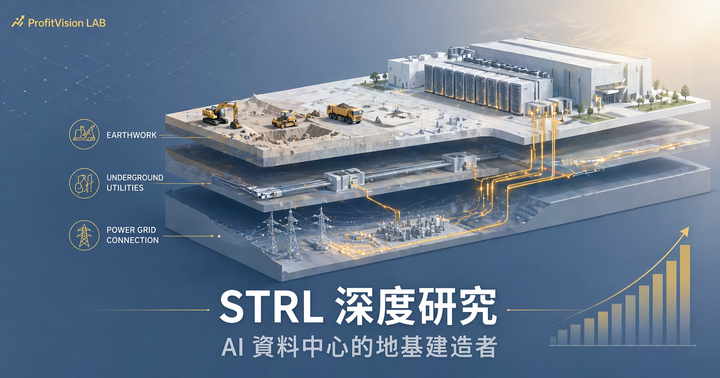 Sterling Infrastructure STRL 深度研究封面：AI 資料中心地基建造者，E-Infrastructure 基礎建設視覺，ProfitVision LAB 個股深度研究
