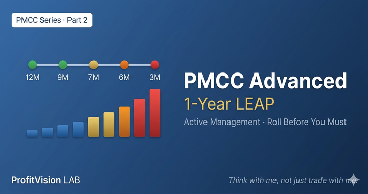 PMCC Advanced: 1-Year LEAP roll timing timeline and Theta acceleration chart, ProfitVision LAB PMCC Trilogy Part 2