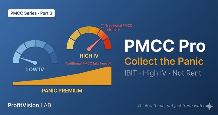 PMCC Pro: IBIT panic premium gauge — LOW IV vs HIGH IV comparison, ProfitVision LAB PMCC Trilogy Part 3