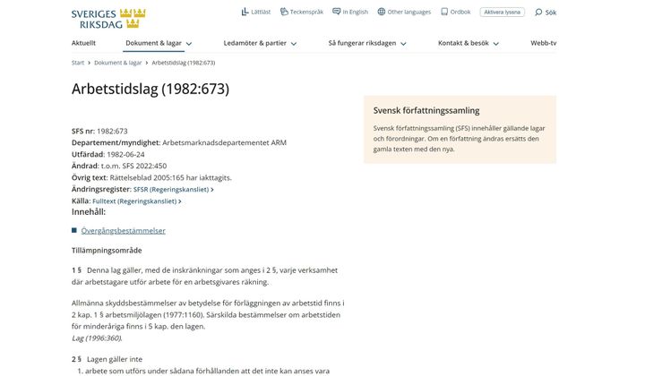 Arbetstidslag (1982:673)