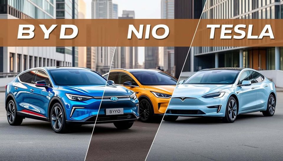 nycPro | Comparison of Chinese EVs and Tesla in a cityscape