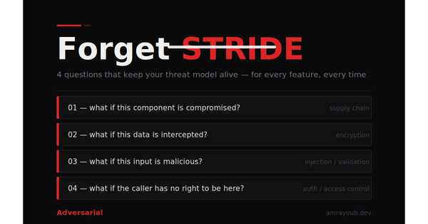 Forget STRIDE for Every Feature. Do This Instead