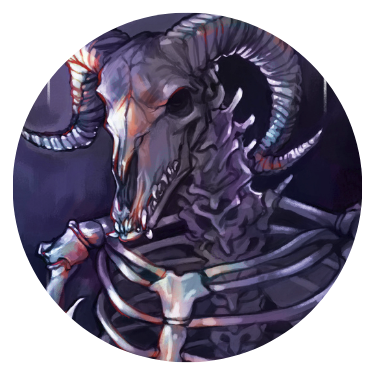 Circular illustration of the fortune beast from the book