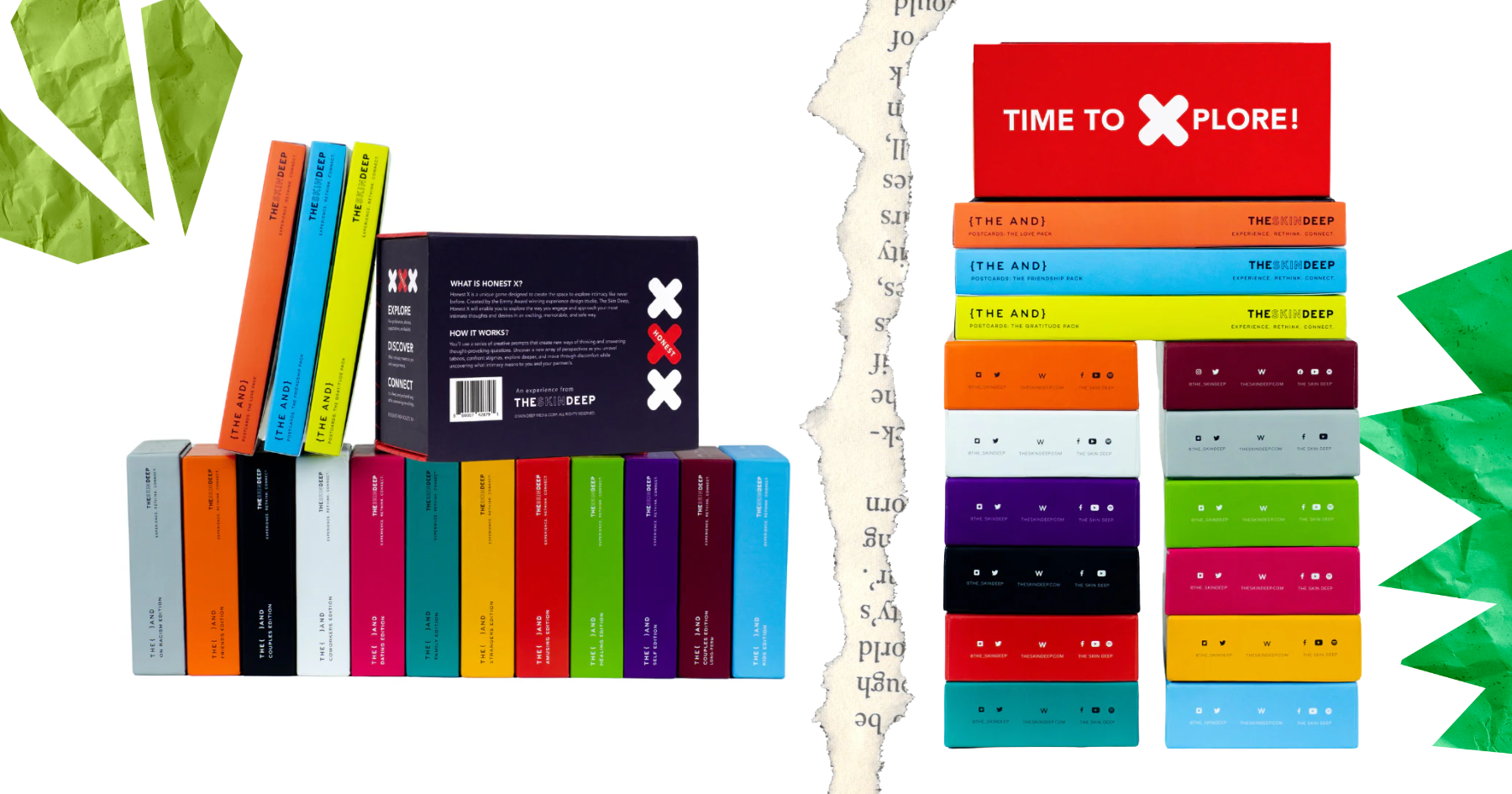 A collection of card games and postcards from The Skin Deep