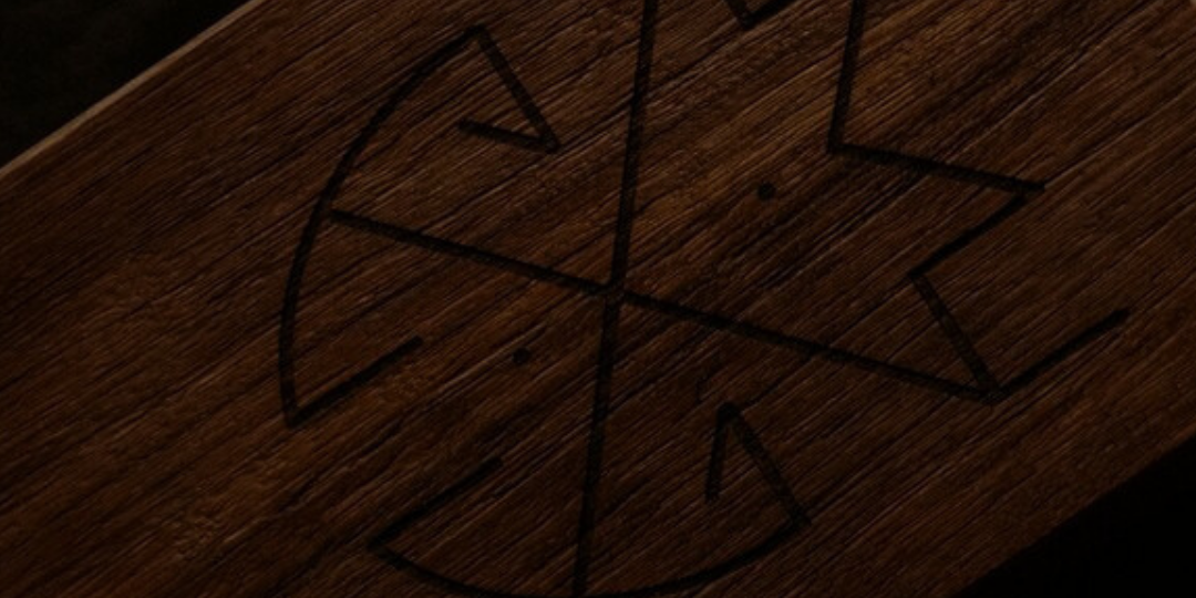 A design burned into wood