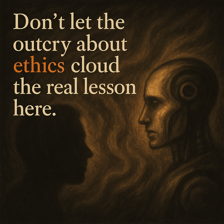 The shadow of a person looking at a futuristic deption of a robot