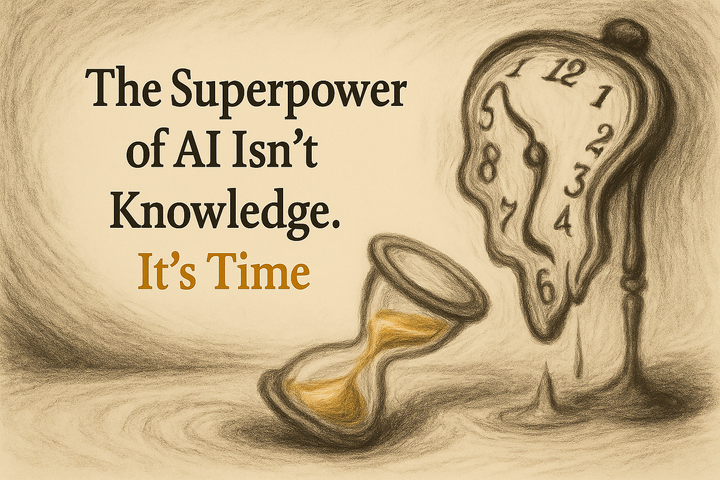 An hourglass leaning over next to a melting clock