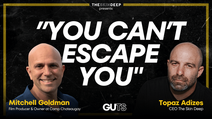 A photo of Mitchell Goldman and Topaz Adizes with the quote You Cant Escape You