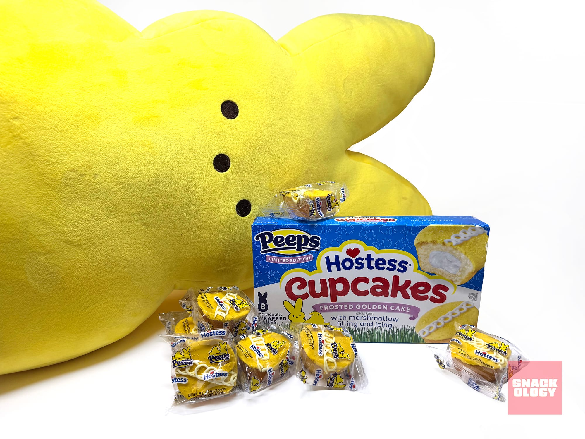 Hostess Peeps Cupcakes with a giant stuffed Peep