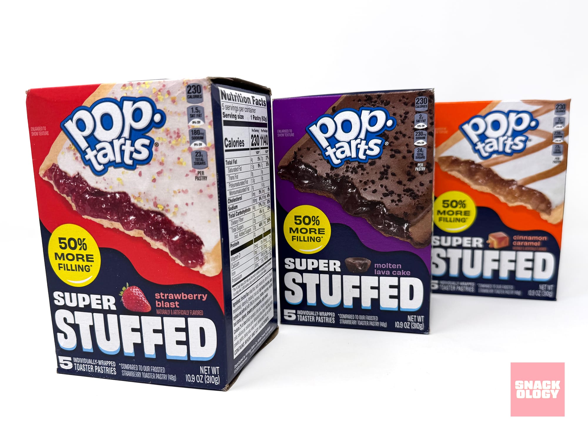 Pop-Tarts Super Stuffed Strawberry Blast, Pop-Tarts Super Stuffed Molten Lava Cake and Pop-Tarts Super Stuffed Cinnamon Caramel