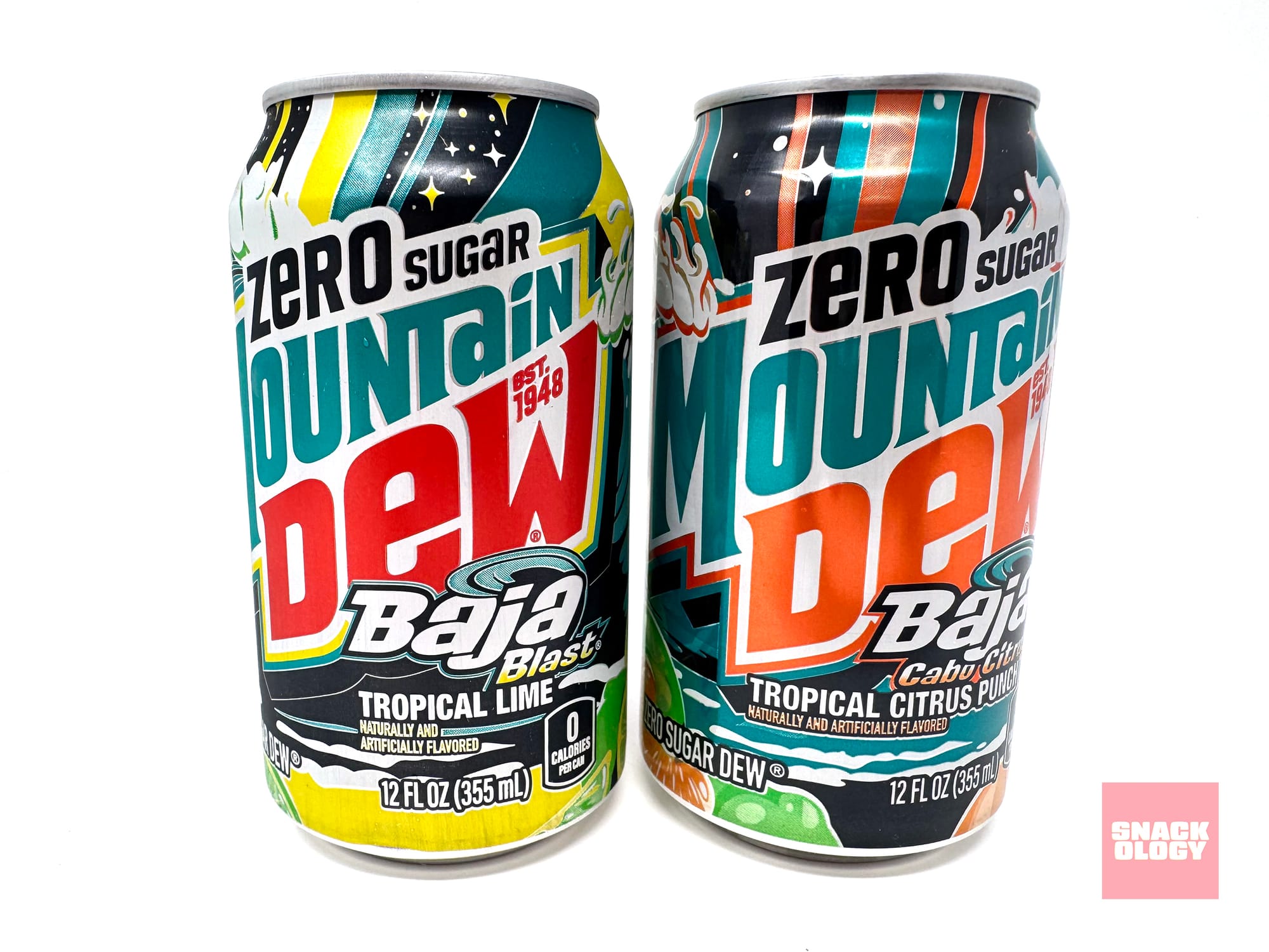 Mountain Dew Baja Blast Zero Sugar and Mountain Dew Baja Cabo Citrus Zero Sugar