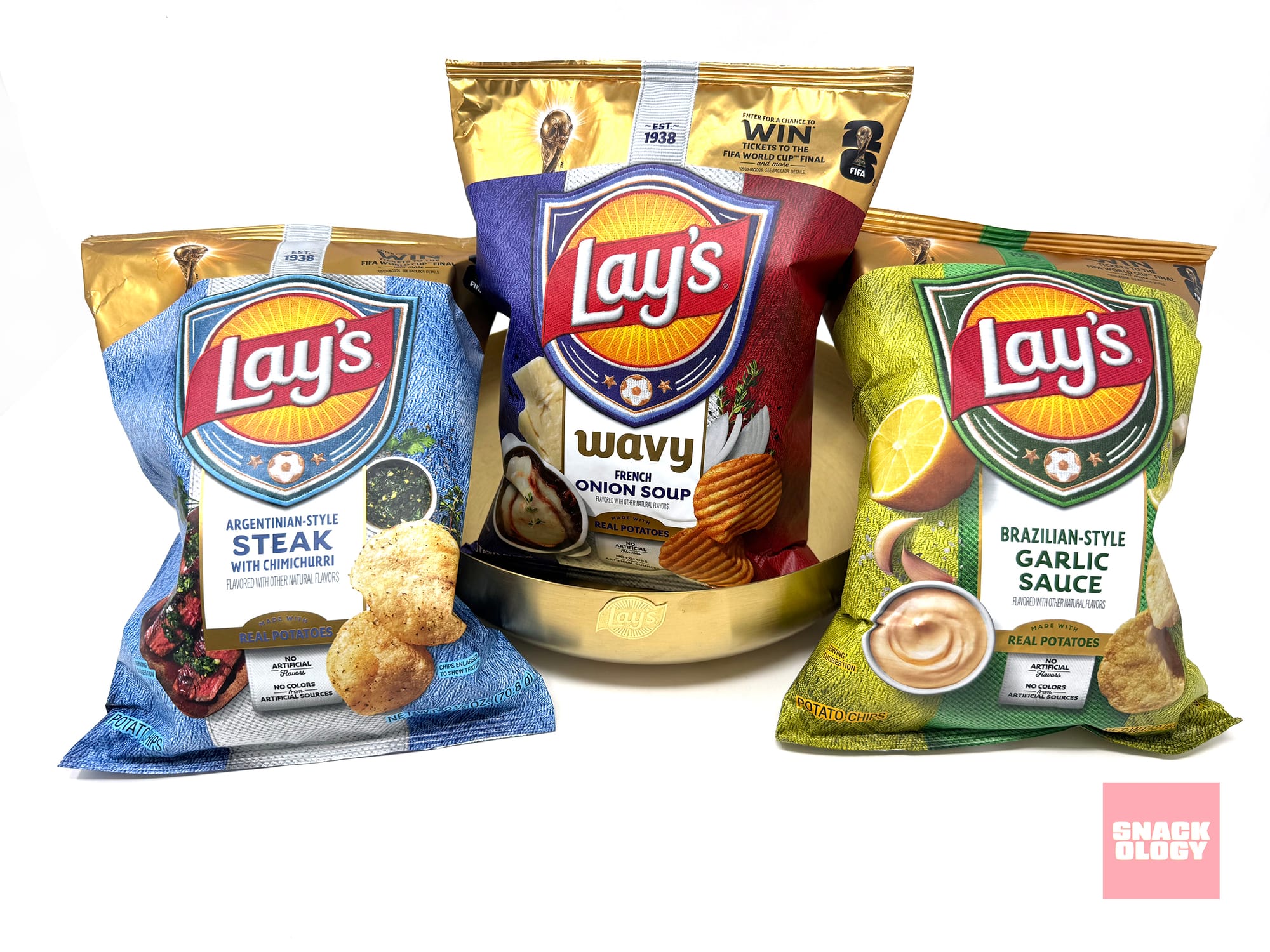 Lay’s Argentinian‑Style Steak with Chimichurri, Lay’s Wavy French Onion Soup and Lay’s Brazilian‑Style Garlic Sauce