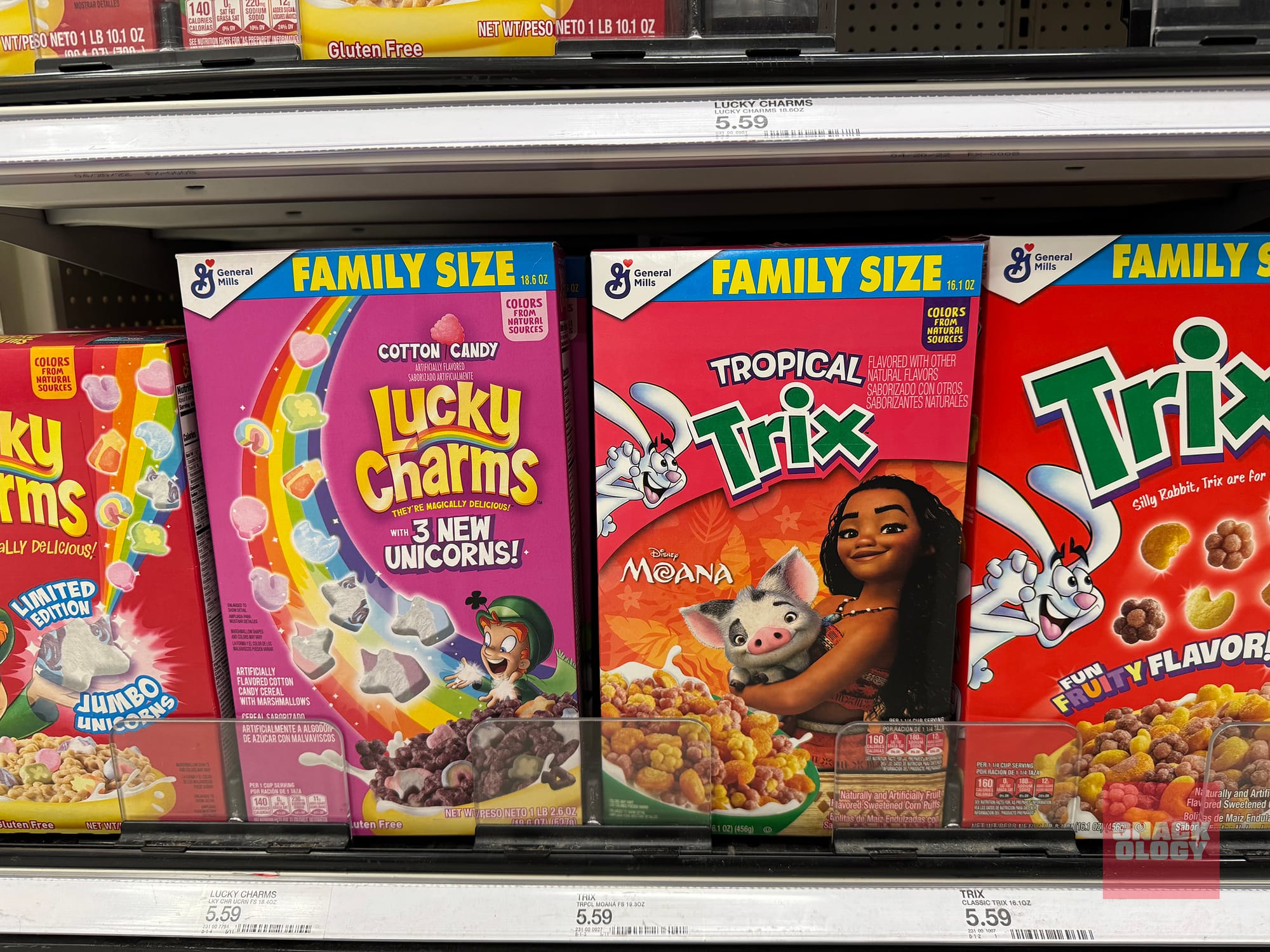 Lucky Charms Unicorn Cotton Candy Cereal and Tropical Trix featuring Disney’s Moana Cereal