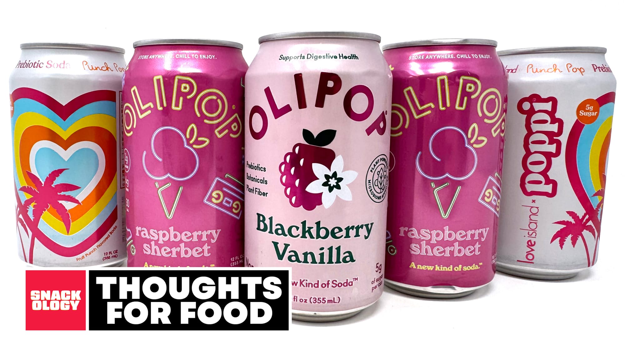 Poppi Punch Pop x Love Island, Olipop Raspberry Sherbet and Olipop Blackberry Vanilla