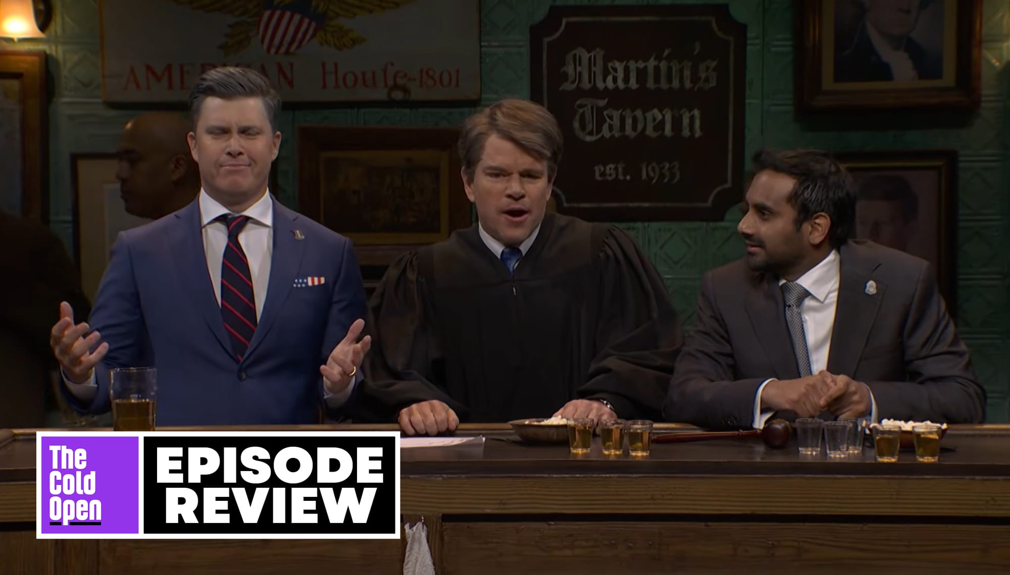Colin Jost, Matt Damon and Aziz Ansari on SNL
