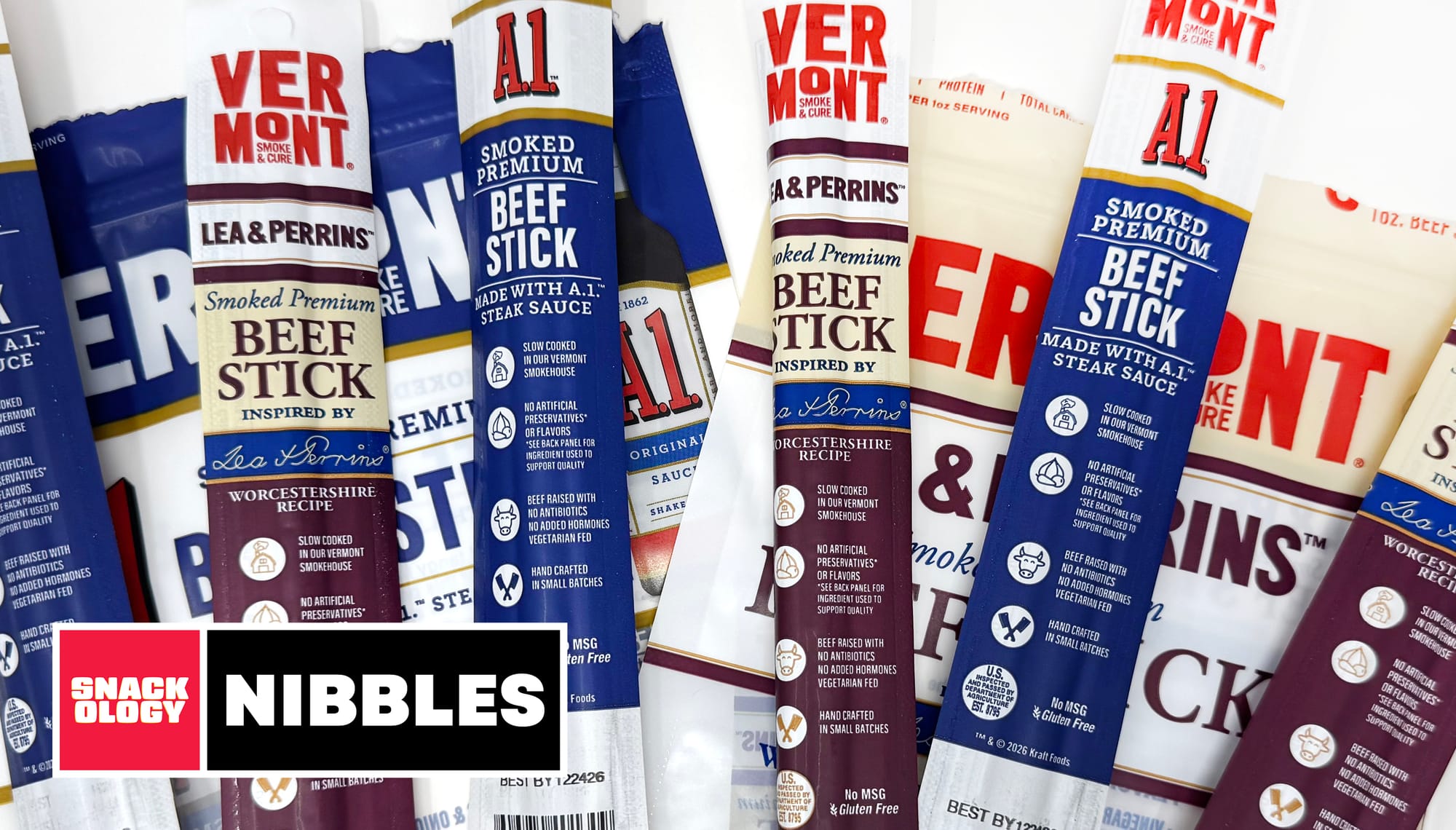 Vermont A.1. Original Sauce Smoked Beef Sticks and Vermont Lea & Perrins Worcestershire Smoked Beef Sticks