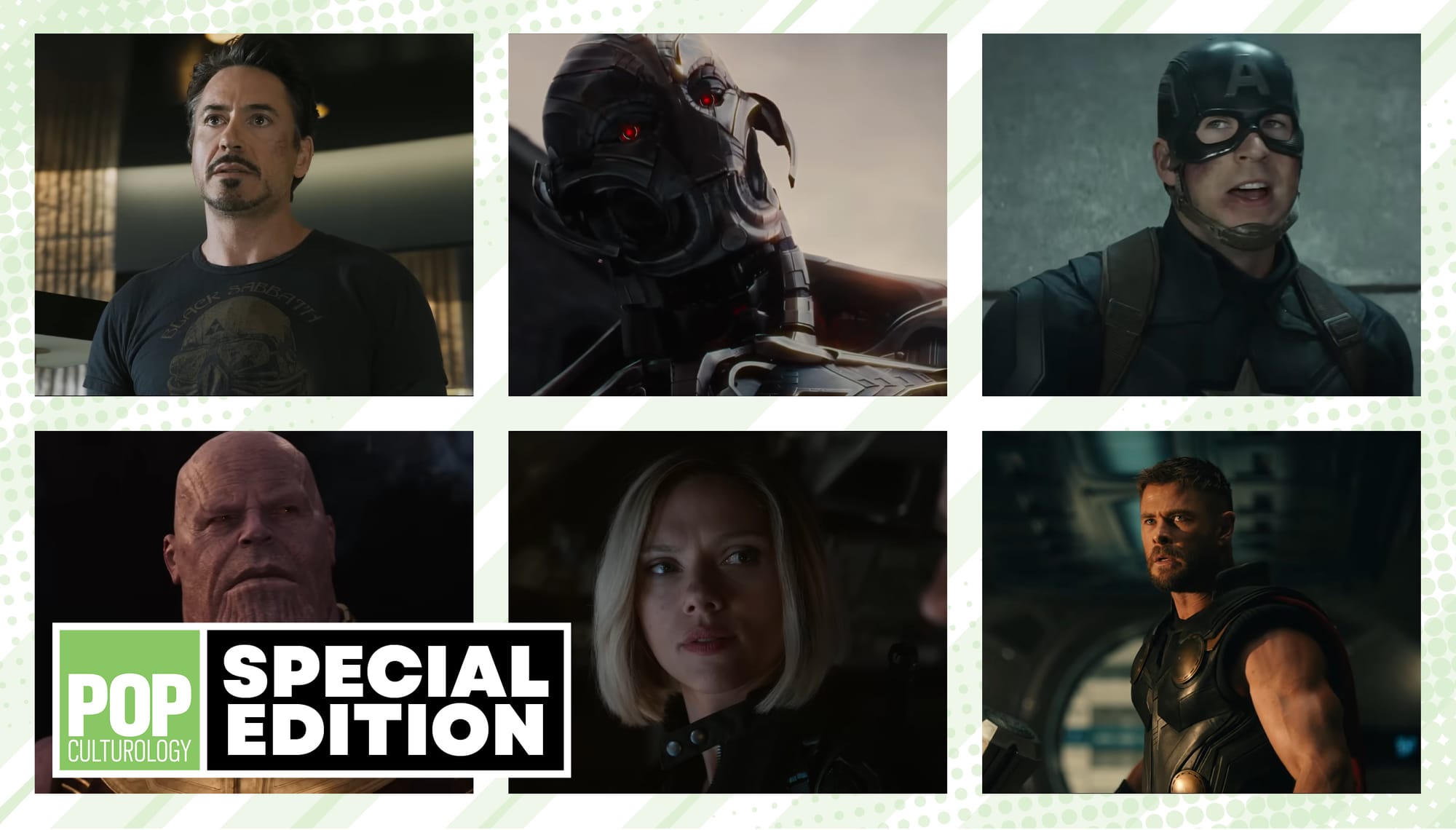 Robert Downey Jr. in The Avengers, James Spader in Avengers: Age of Ultron, Chris Evans in Captain America: Civil War, Josh Brolin in Avengers: Infinity War, Scarlett Johansson in Avengers: Endgame and Chris Hemsworth in Avengers: Doomsday