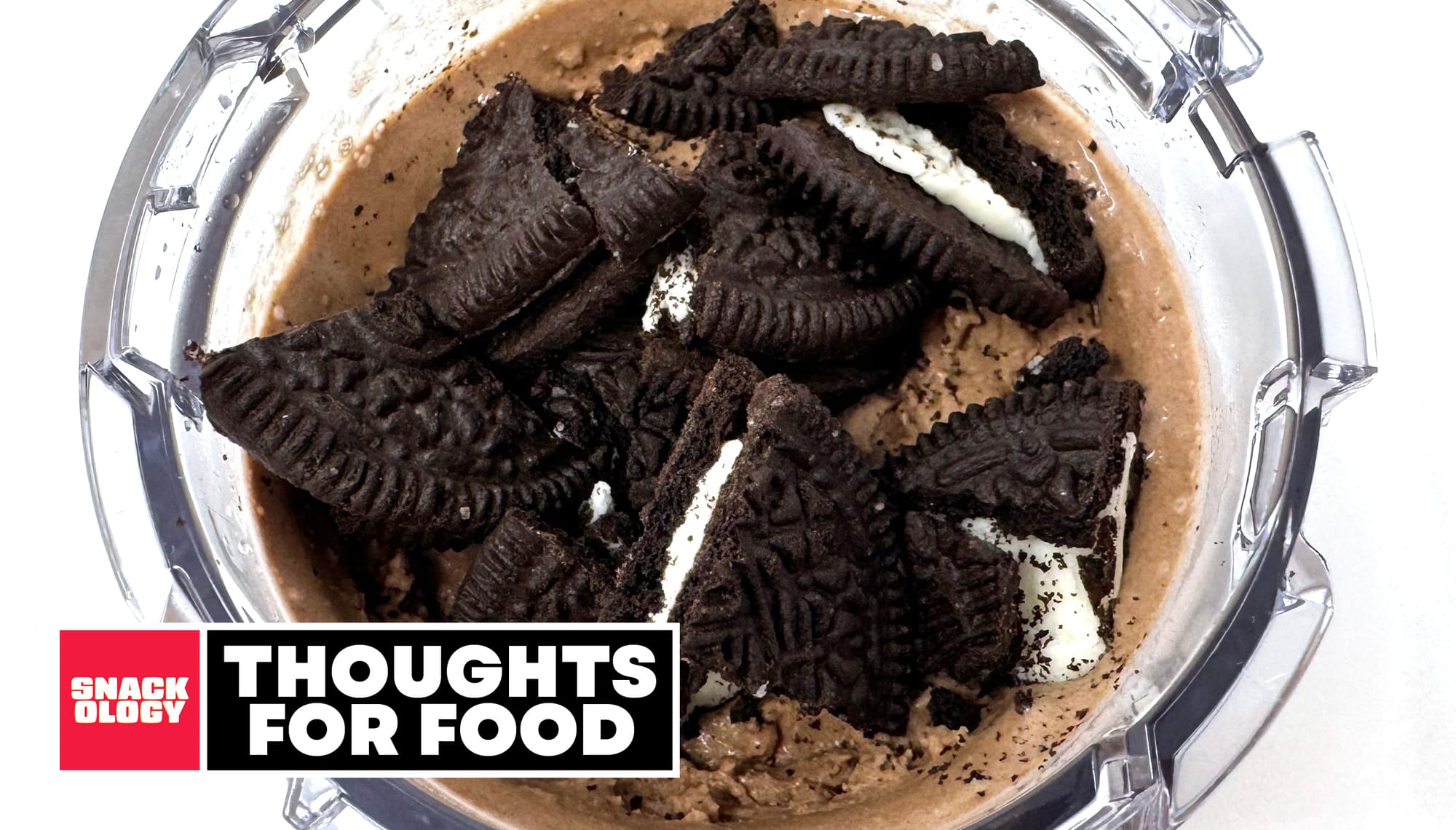 Oreo cookies ready to get mixed into chocolate ice cream with the Cuisinart FastFreeze Ice Cream Maker