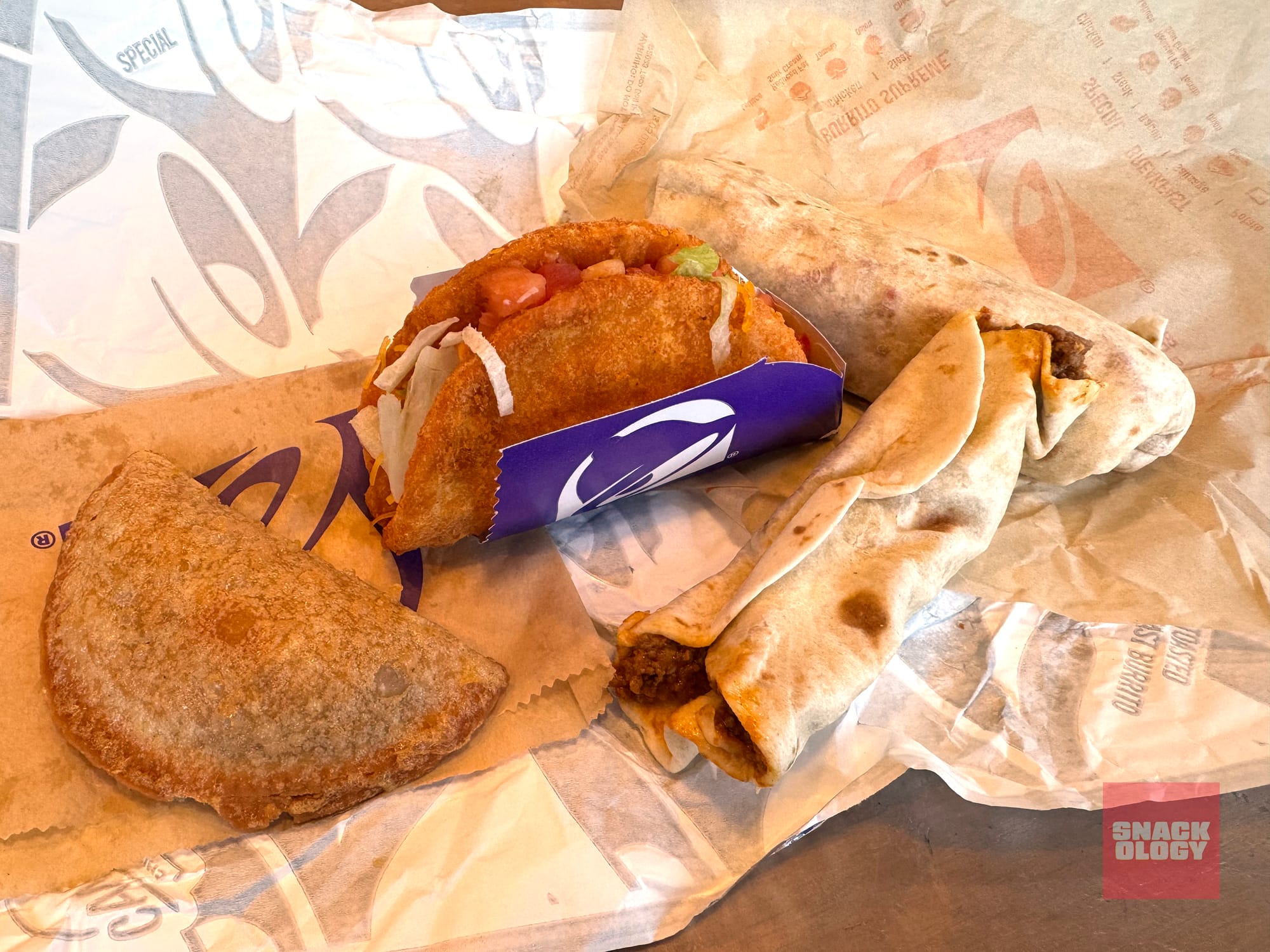 Caramel Apple Empanada, Naked Chicken Chalupa, Beefy Crunch Burrito and Meximelt