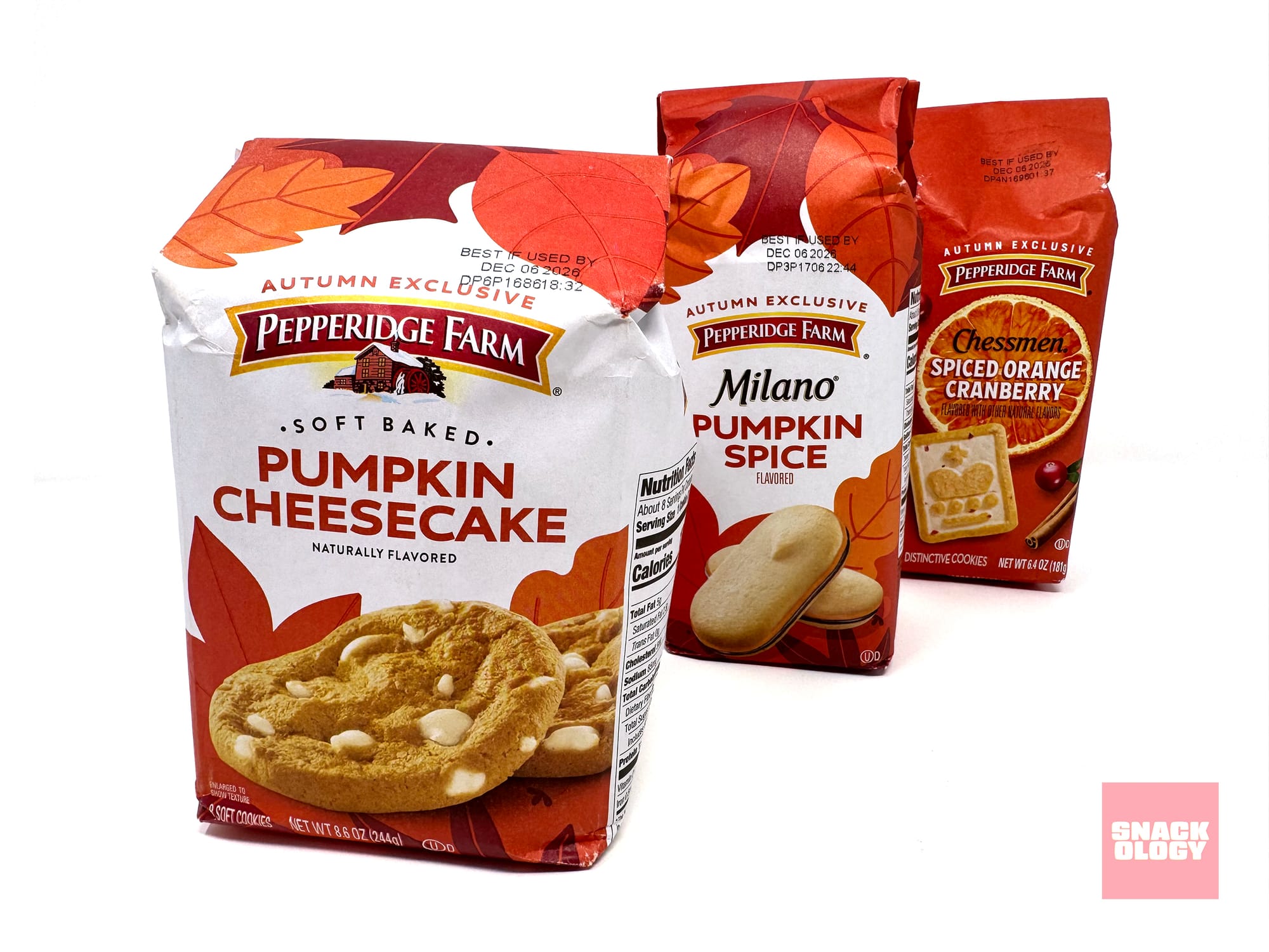 Pepperidge Farm Pumpkin Cheesecake, Milano Pumpkin Spice and Chessmen Spiced Orange Cranberry