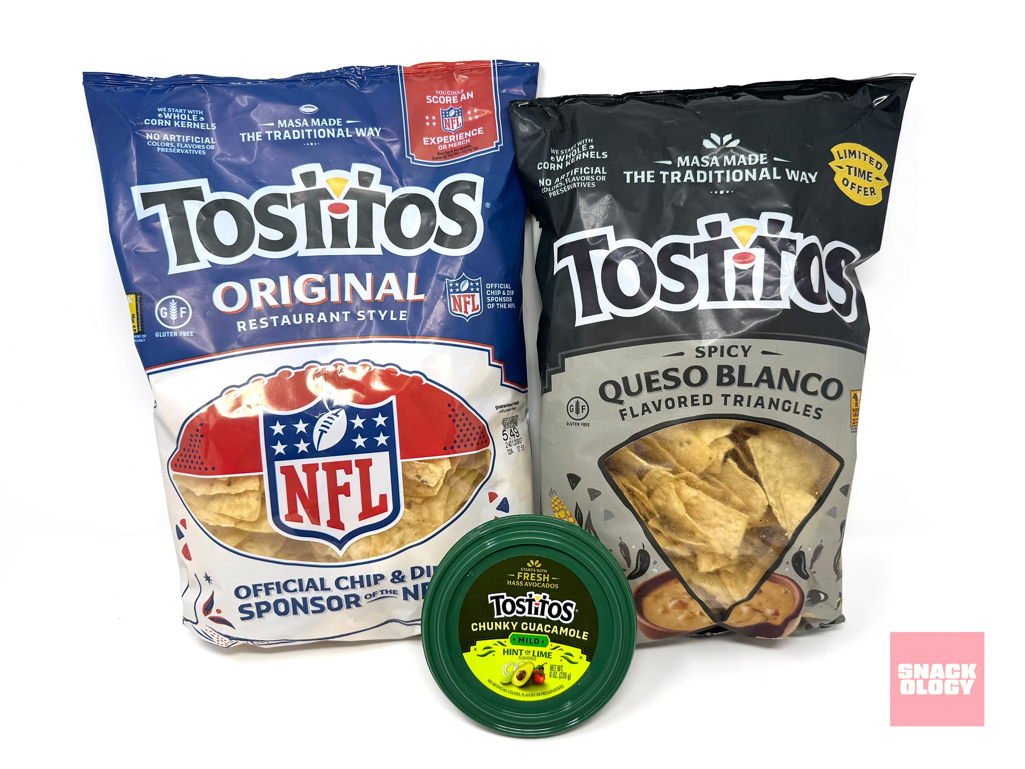 Tostitos Limited-Edition NFL Team Bag, Tostitos Spicy Queso Blanco Flavored Tortilla Chips and Tostitos Chunky Guacamole