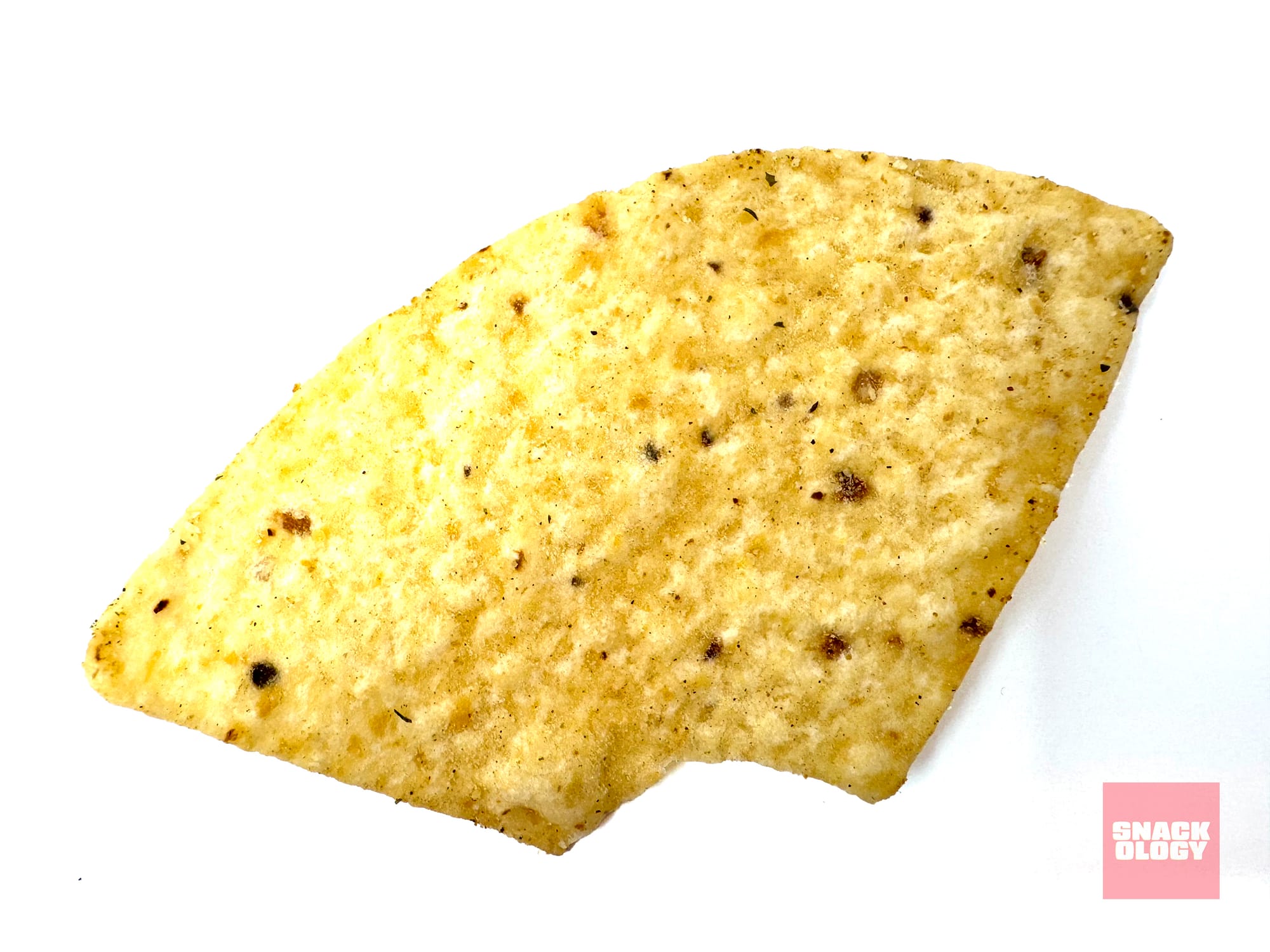 A Tostitos Spicy Queso Blanco Flavored Tortilla Chip
