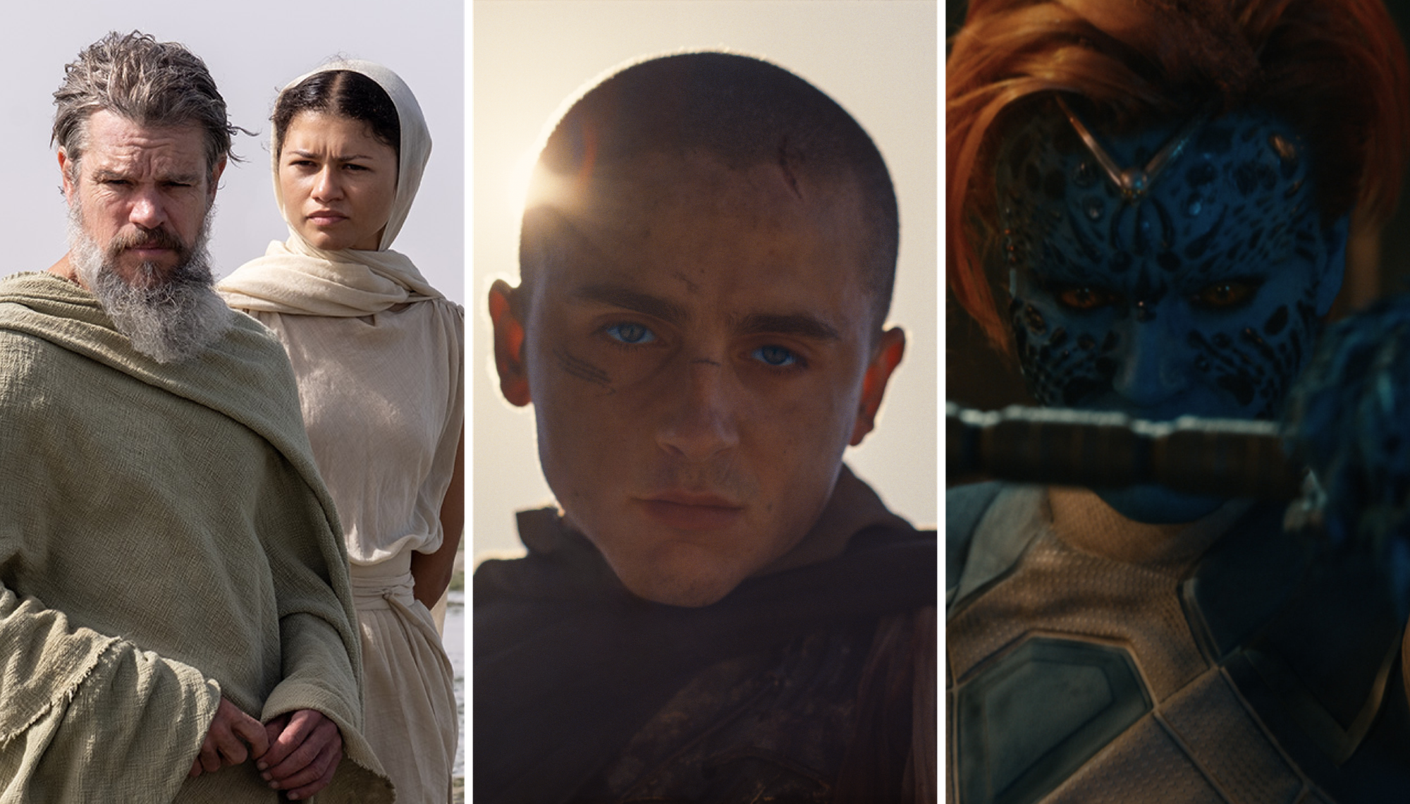 Matt Damon and Zendaya in The Odyssey, Timothée Chalamet and Zendaya in Dune: Part Three and Rebecca Romijn in Avengers: Doomsday
