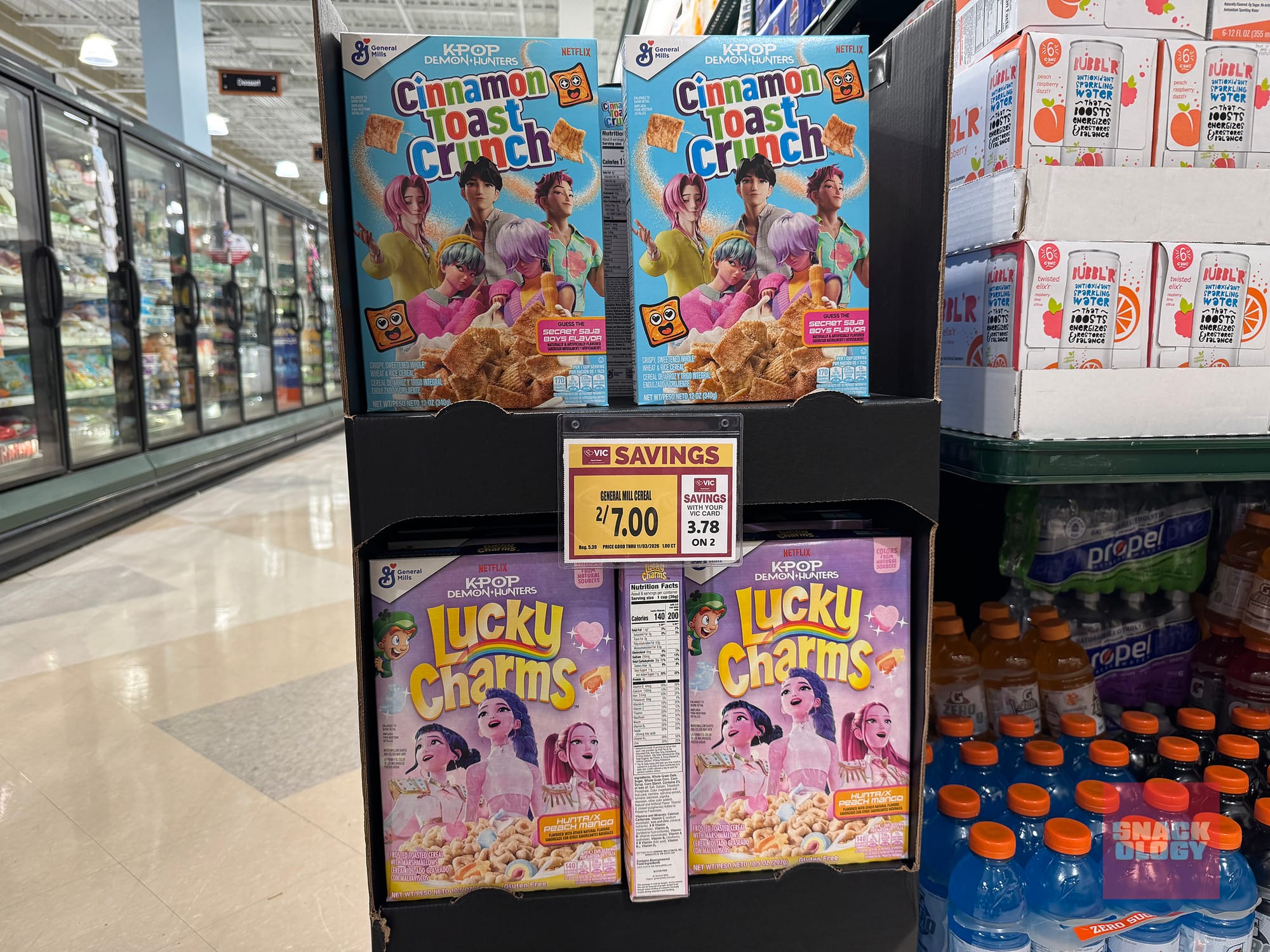 Saja Boys Secret Flavor Cinnamon Toast Crunch and HUNTR/X Peach Mango Lucky Charms