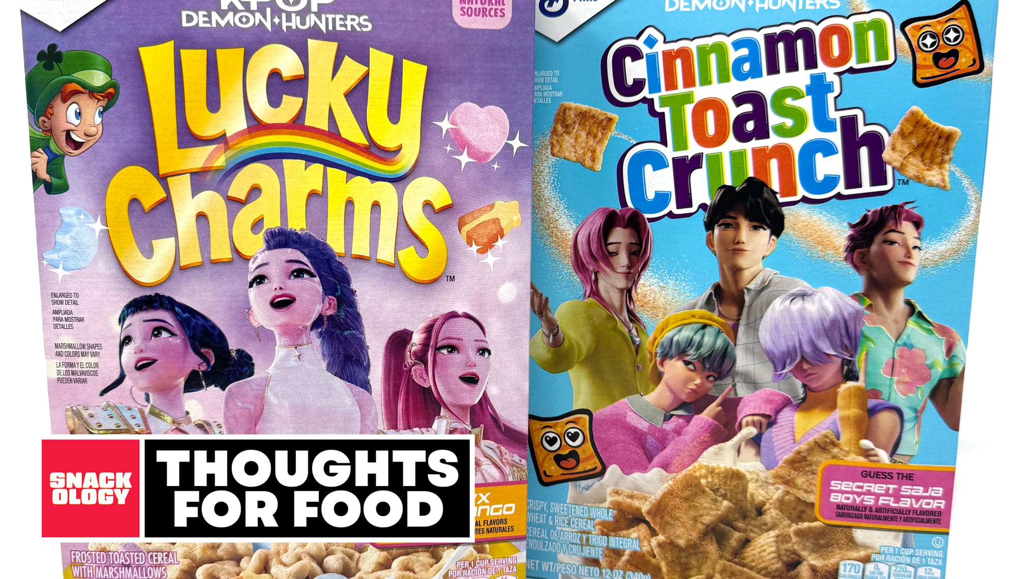 HUNTR/X Peach Mango Lucky Charms and Saja Boys Secret Flavor Cinnamon Toast Crunch