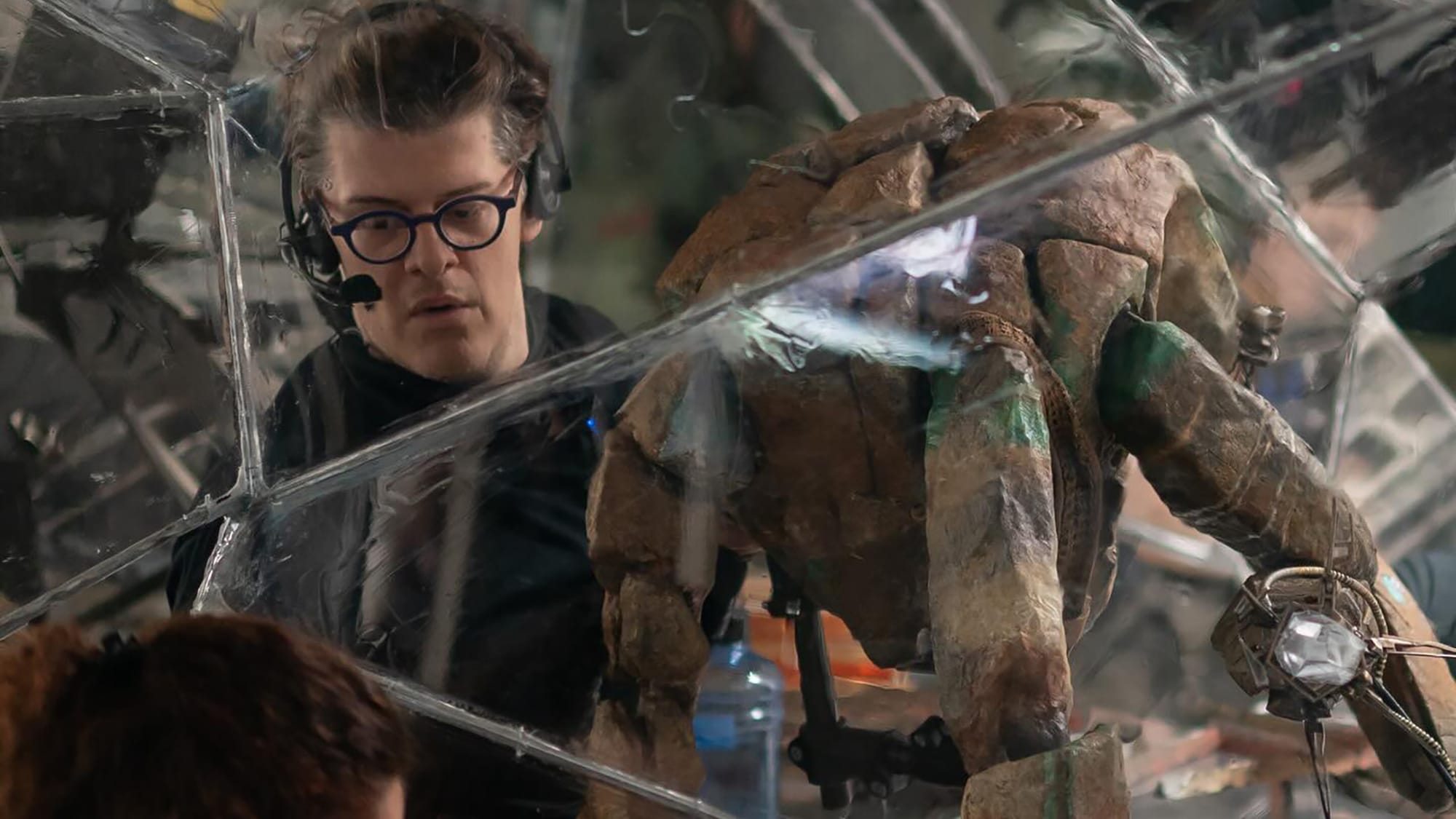 James Ortiz puppeting Rocky on the set of Project Hail Mary